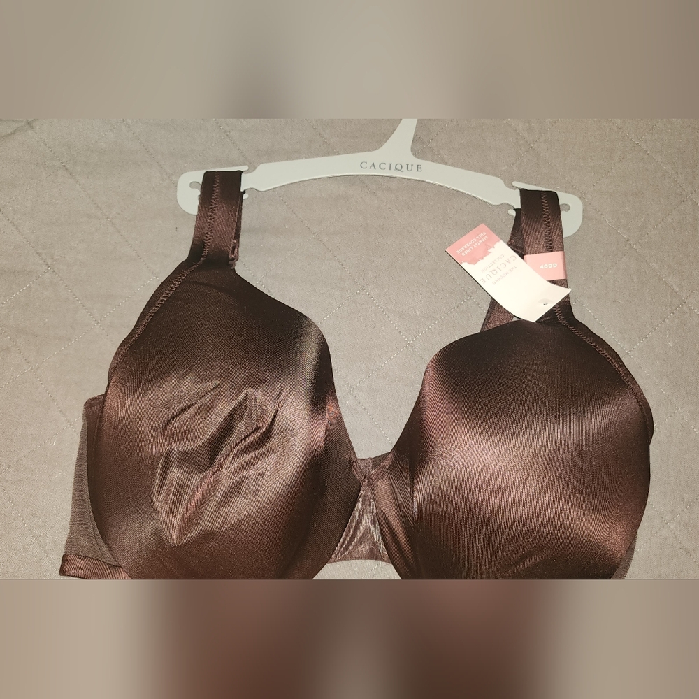Cacique Brown Satin Bra with Adjustable Straps